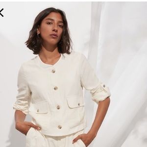 BR Cropped Safari Jacket in White